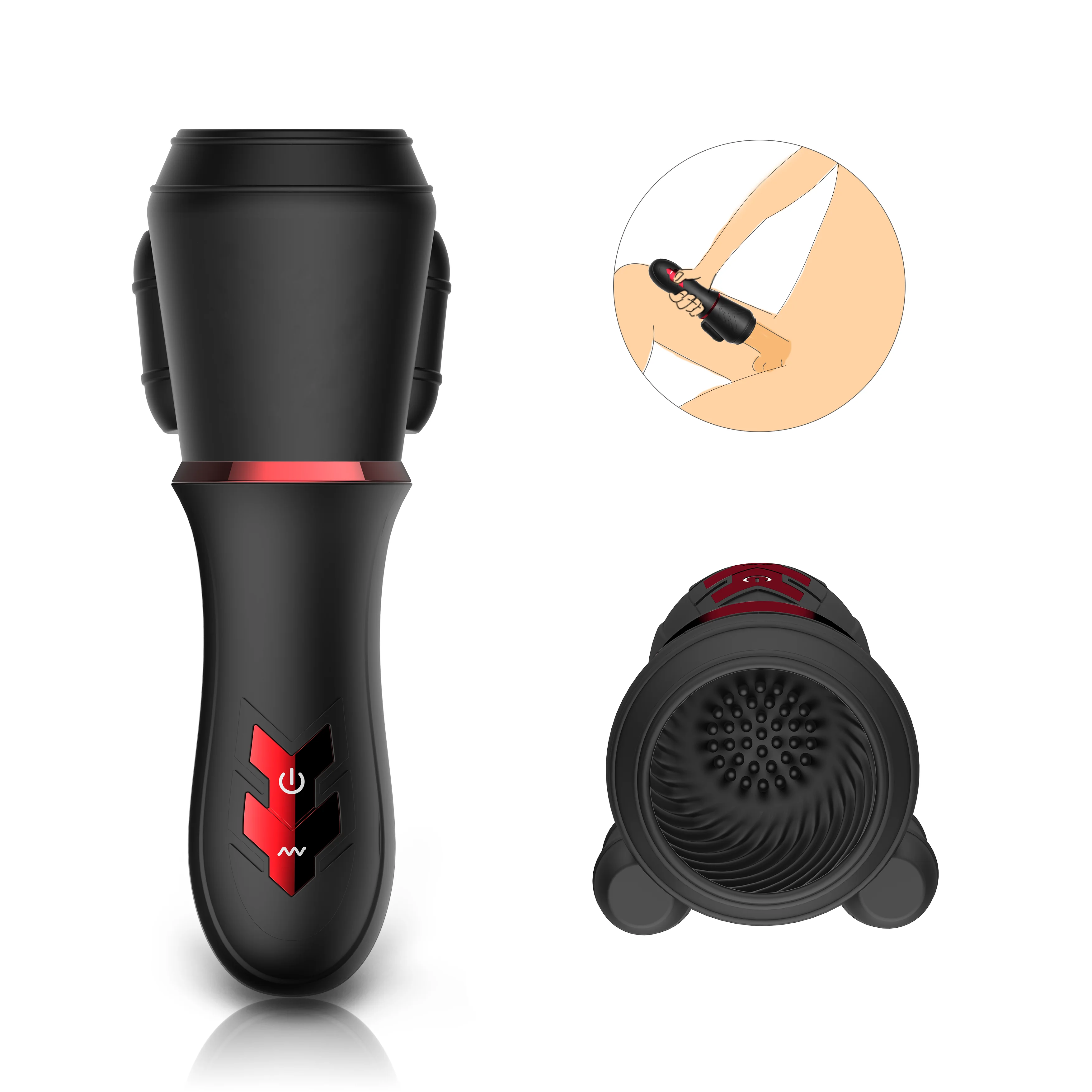 Палочка AV людей - Massager Masturbator вибромашины чашки тренировки Glans 10 частот, двойные моторы