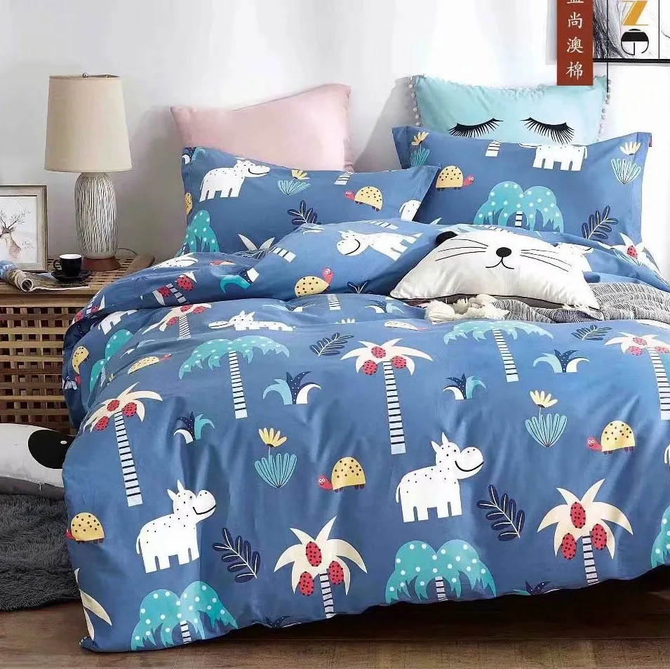 Top Quality Luxury 3d Printing Design Baby 4pcs Bedding Sets Microfiber Bedsheet Comforter Set for Kids