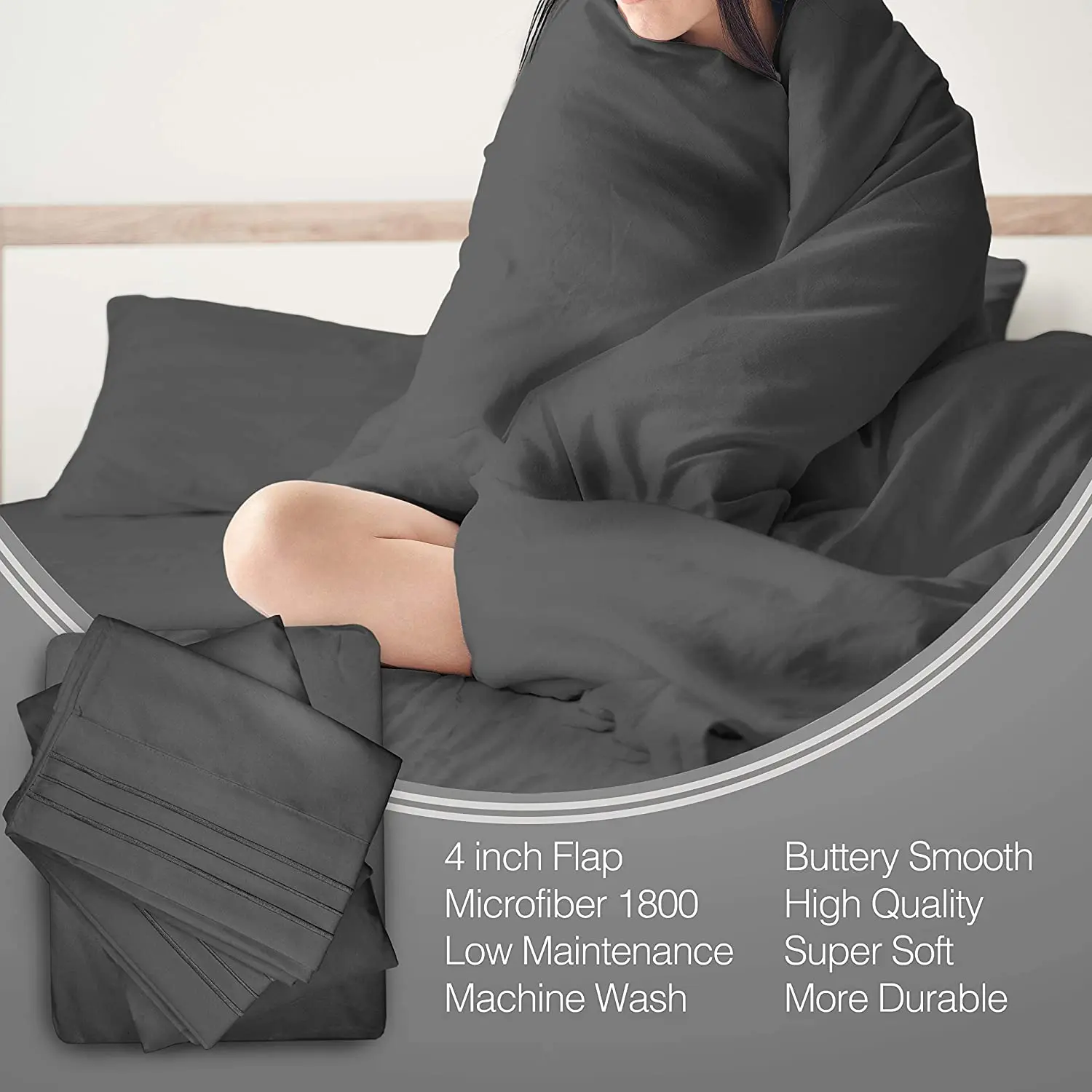 Top Quality Microfiber Fabric Soft Bed Sheet Set Full Size Solid Color