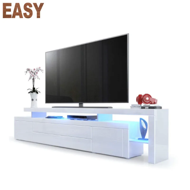 Hot Selling Modern TV Stand with a frame in White High Gloss with LED lighting
