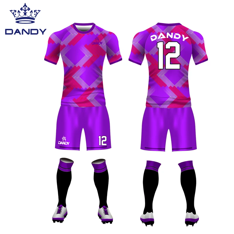 KRAINIR Pink Purple Custom Extra Large Soccer Jersey Uniform Polyester Quick Dry Team Football Player Jersey