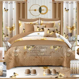 2026 Luxury 30-Piece Bedspread Set Bedding Collection with Bath Rugs and Curtains Wholesale