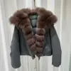Dark Gray+Brown fox fur collar