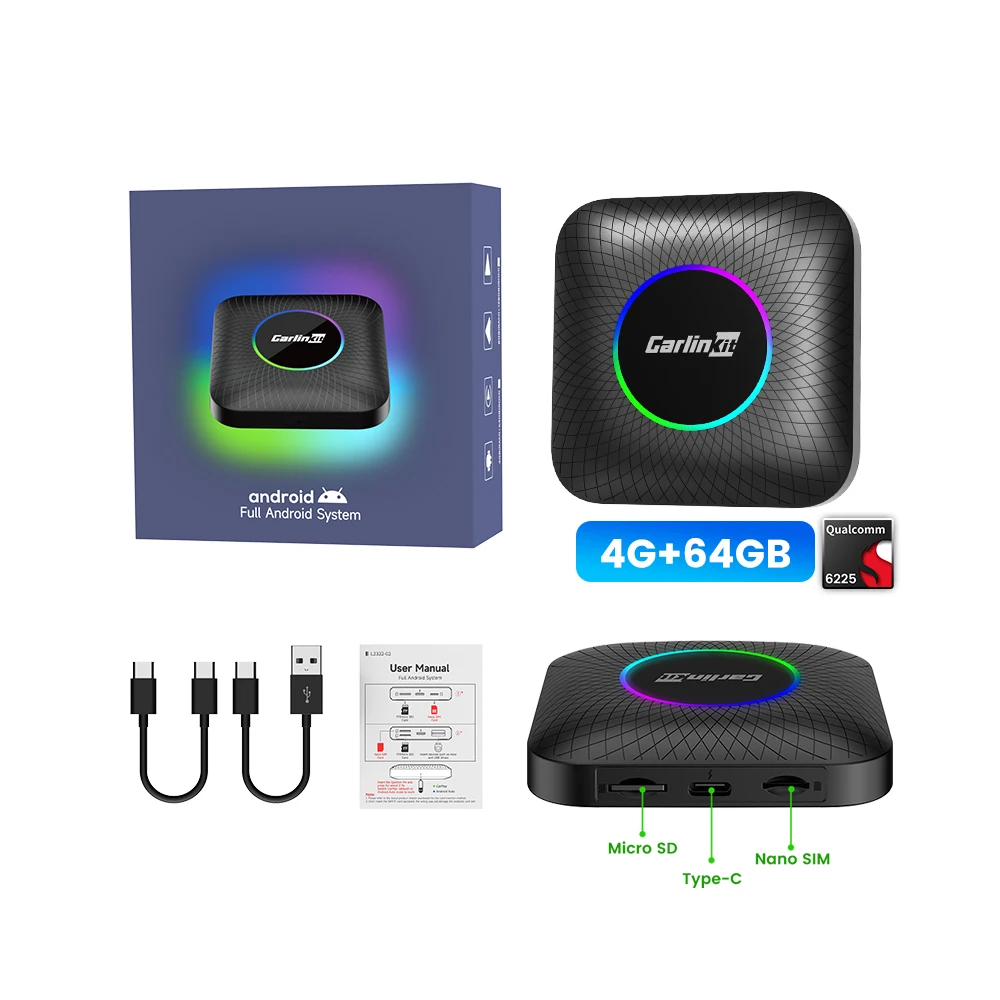 Carlinkit Cpc200 Tbox Ambient 64Gb 128GB up to 512Gb Android 13