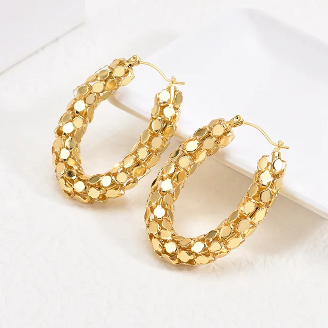 New Fashion Round Small Hoop 18K Gold Plated Fine Jewelry Piercing Fashion Jewelry Stud Hoop Earrings Korean Style