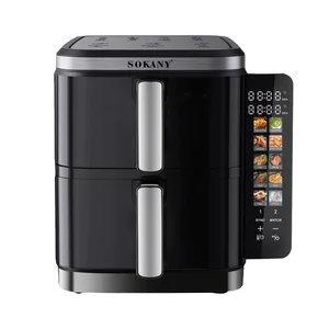 2800W Smart Oil-Free Double Stacked Air Fryer for Large Families 13L+6.5L Dual Digital Air Fryer Double Drawer for Household Use