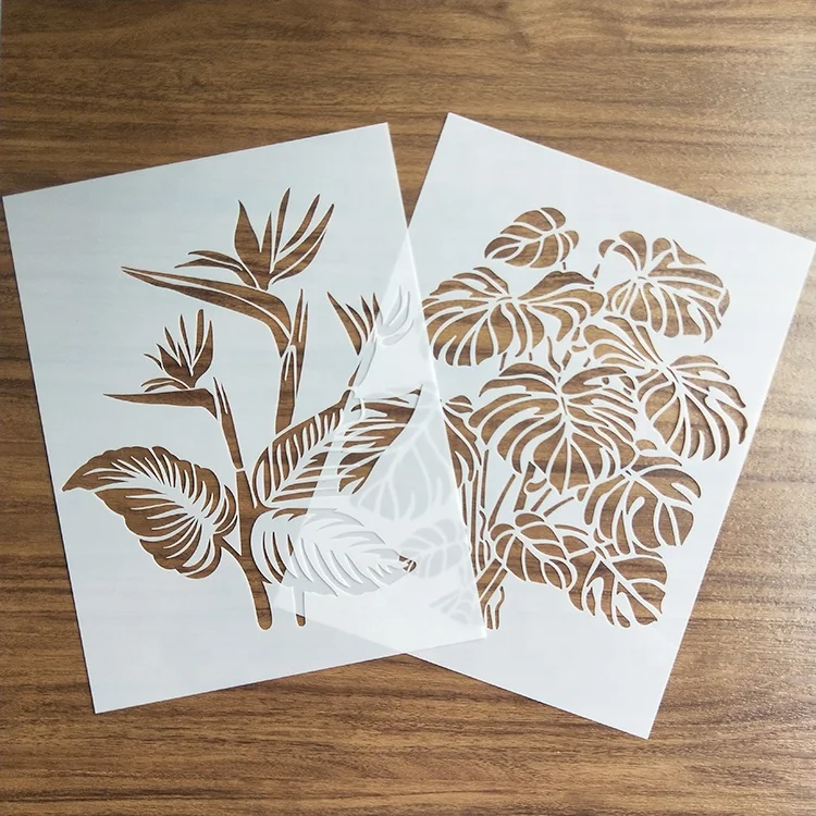 Lot De 3 Grands Pochoirs à Peindre - 21 X 30 Cm - Feuilles De