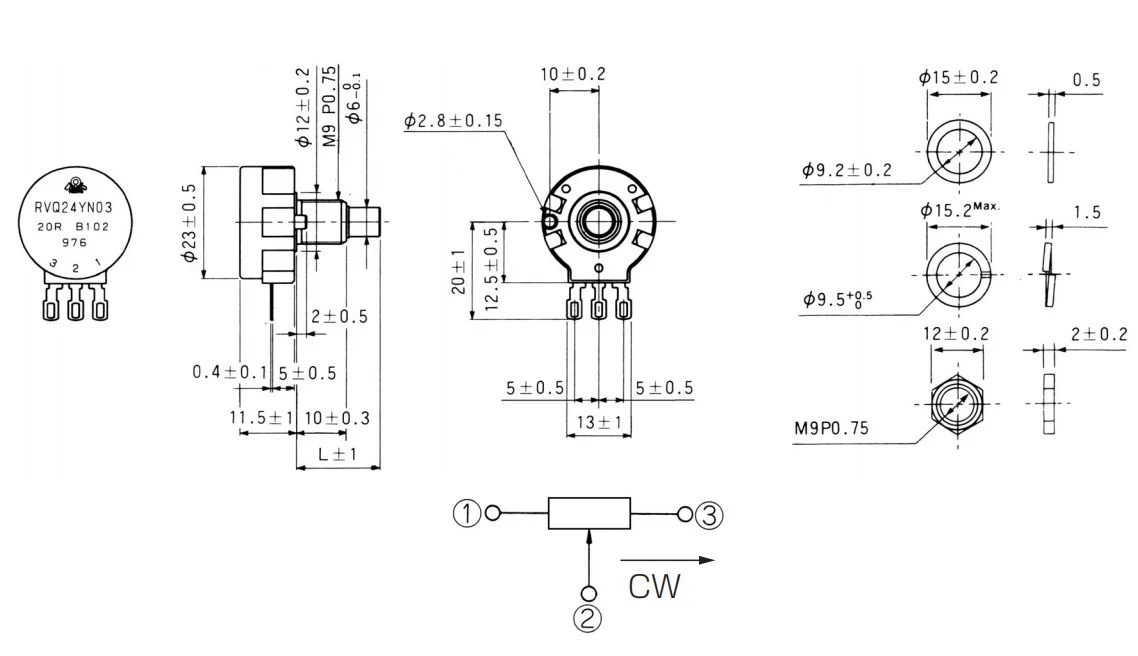 500W Power Rotary Potentiometer with 1k-10kΩ Resistance and ±10% Tolerance for Precision Control