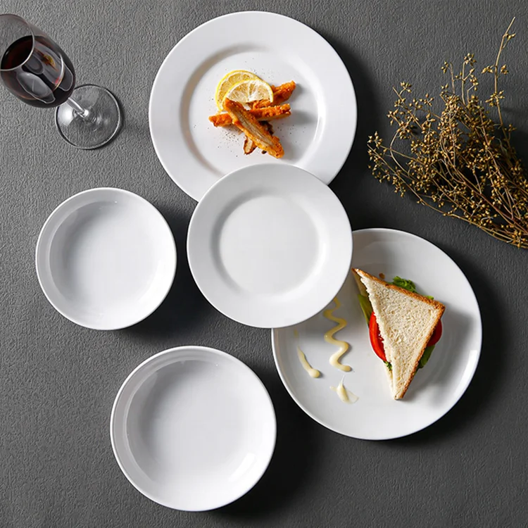 Wholesale Restaurant Melamine Plates Set Dinner Round Charger Plates  Japanese White Thick Plates