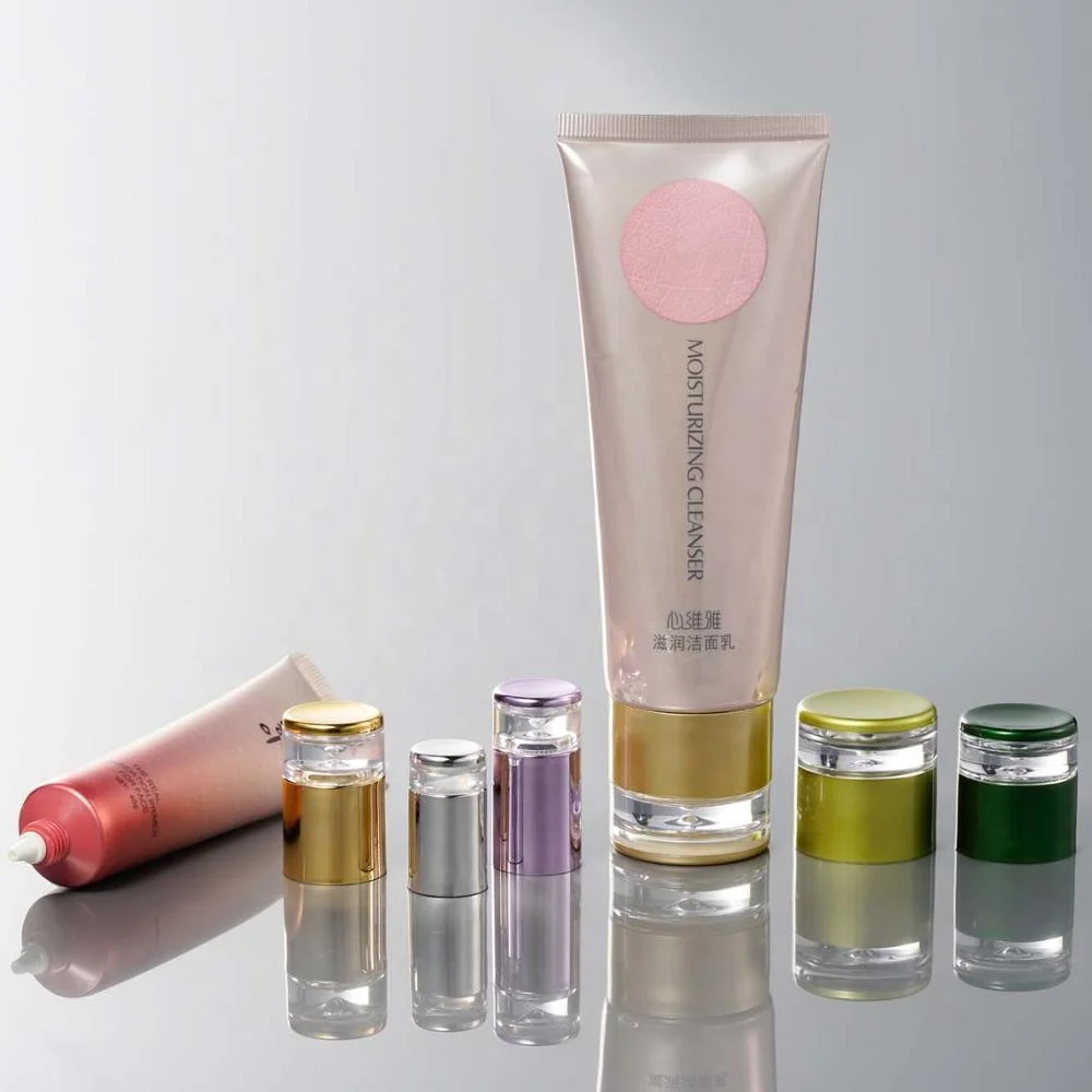 guangzhou factory price plastic cosmetic tubes with silver cap cosmetic packing