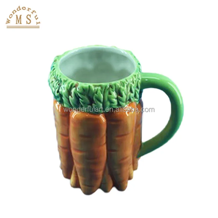 Customized logo printing Kitchen Ceramic  porcelain Tableware radish cup garden carrot mug stoneware dish