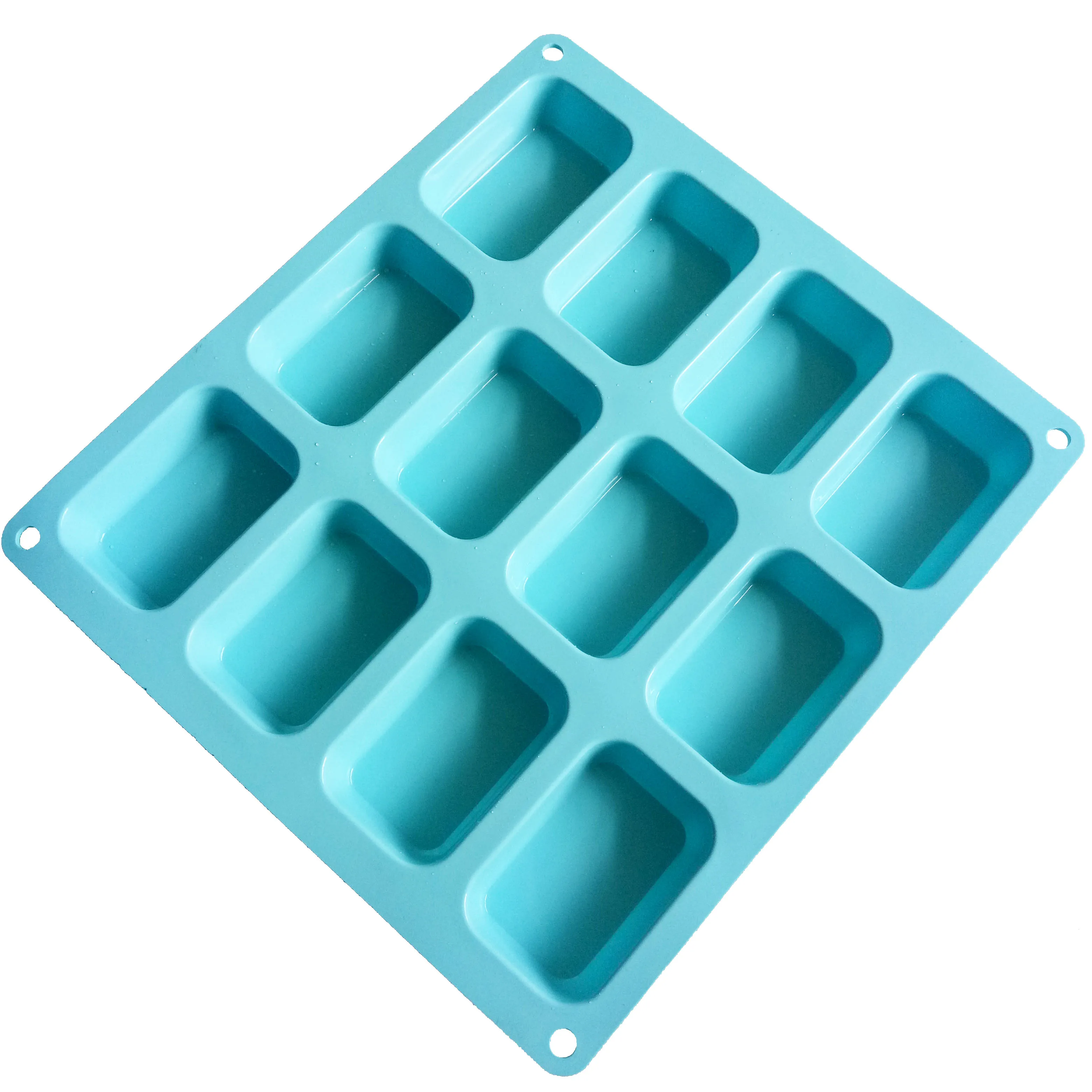 Ndier Torta in Silicone Bar per Torte Muffin Handmade Soap Moulds Biscuit Chocolate Ice Cube Tray DIY Mold 12 Oblongs rettangolo 