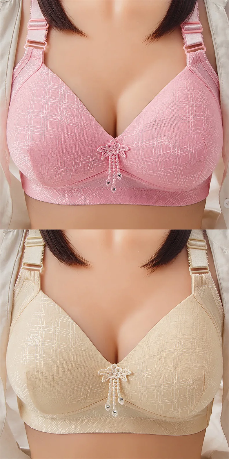 Wirefree Cotton Bra Women Soft Cup Sleeping Underwear Minimizer Plus