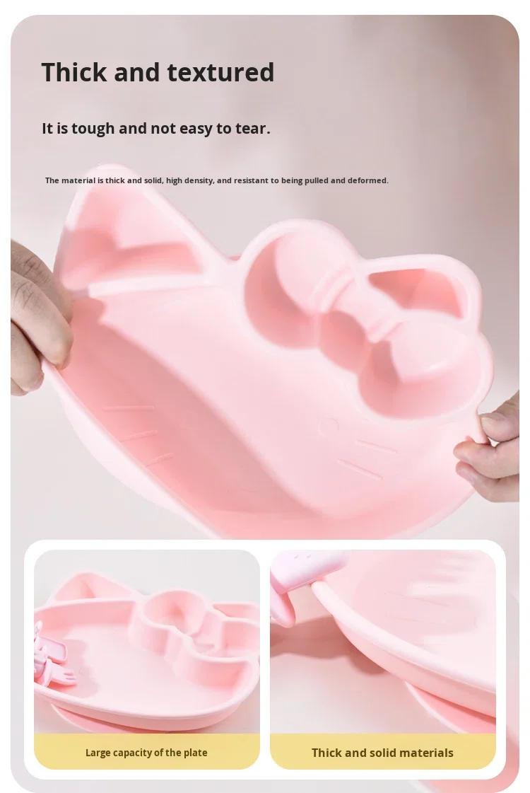 Children's Cartoon Silicone Plate, Environmentally Friendly, Non-toxic, Thick, Food Grade, Heat-resistant and Easy to Clean factory