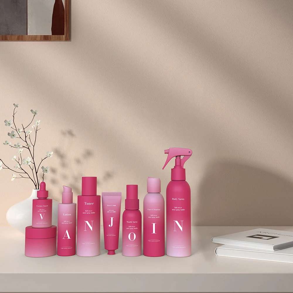 Hair Care Packaging Bottle And Jars Gradient Pink Plastic Bottle Skin