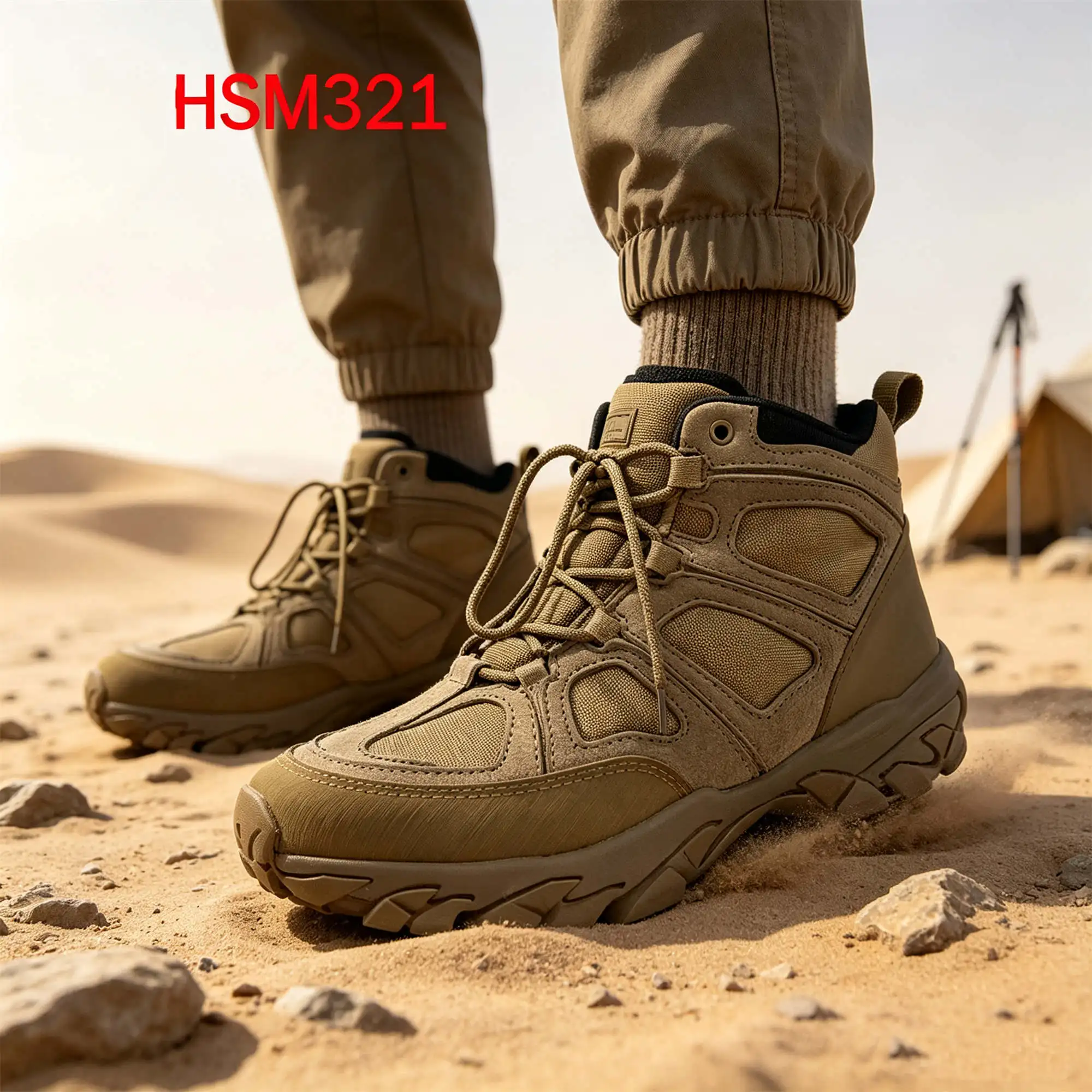 ZYF,Grassland Hiking Ankle Lock System Hua Singh Desert Boots Absorb Impact EVA+rubber Outsole Low Cut Combat Boots HSM321