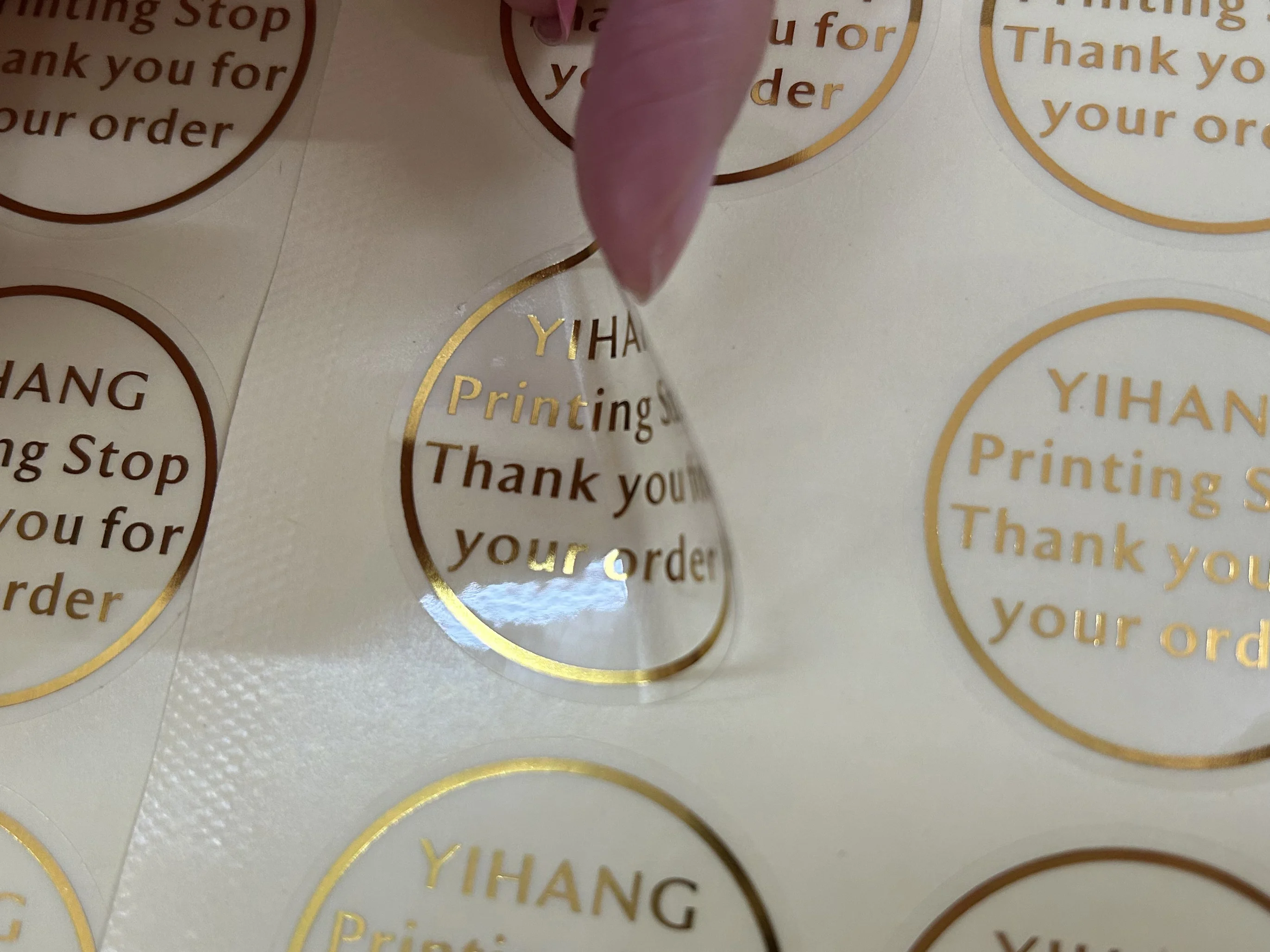 Gold Font 4X4CM Transparent Adhesive Customize Various Shapes Customize Logos Any Text Gold and Silver Color Stickers