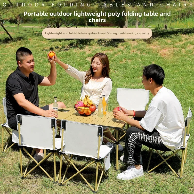 Wholesale Aluminum Alloy Folding Egg-Roll Table Portable Camping Barbecue Outdoor Furniture with Chairs for Street Vending - detail 2