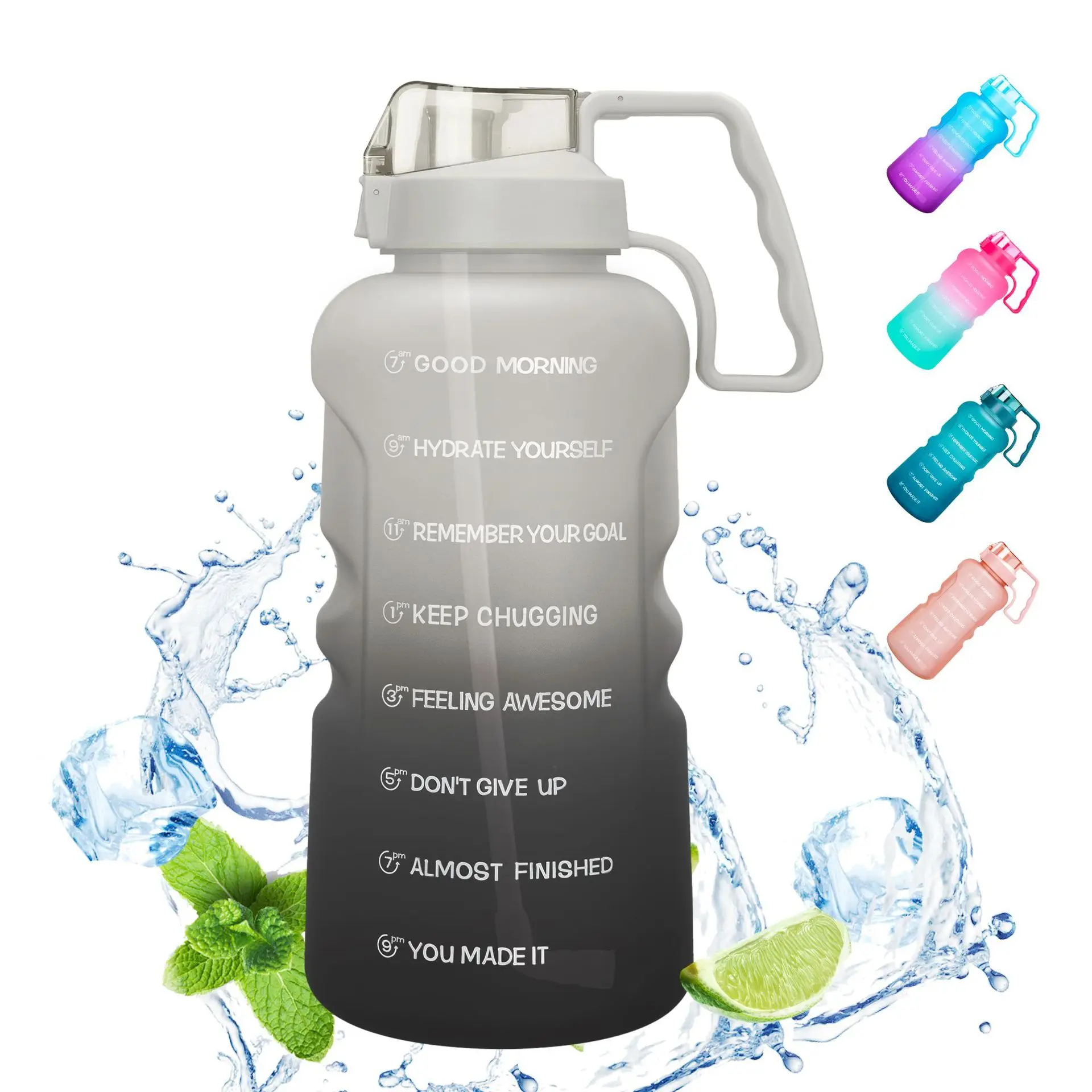 Gallon Botella De Agua Bpa Free Plastic Gym Sports Motivational Botol ...