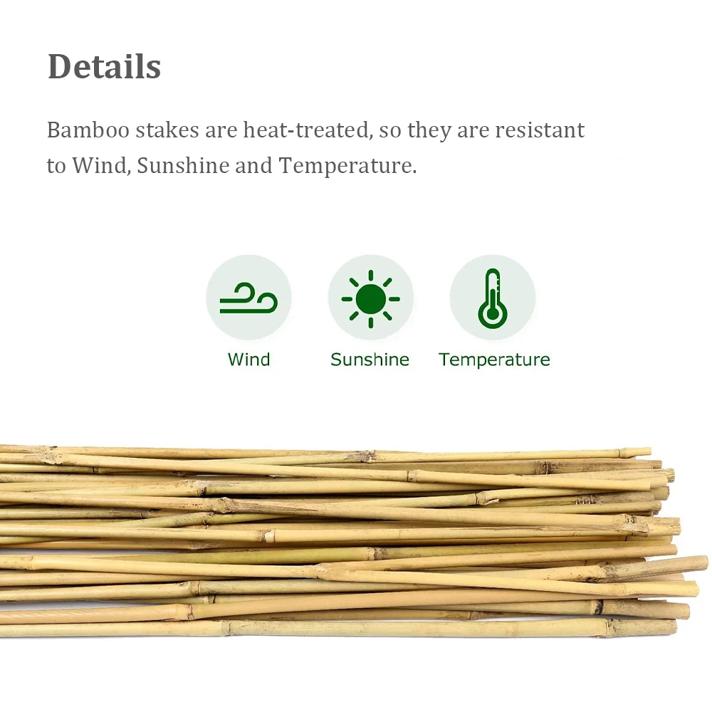 Набор из 20 стоек для поддержки растений, садовые стоечки из натурального бамбука для подъема растений