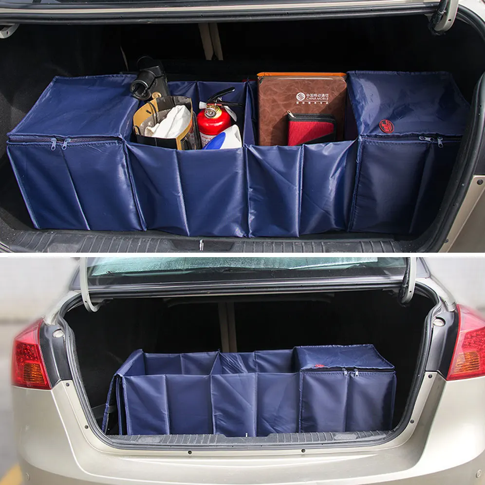 Folding Trunk Organizer,Foldable Multi Compartment Fabric Car Trunk ...