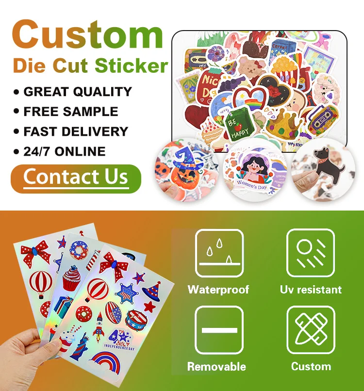 Custom Waterproof Anti Scratch Reflective Clear Backing Laminating 3D Puffy Demon Slayer Kiss Cut Sticker Sheet