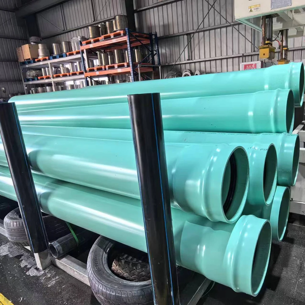 PVC SDR35 Sewer Pipe with Rubber Gasket 600mm Underground Green Pipe with Flush End
