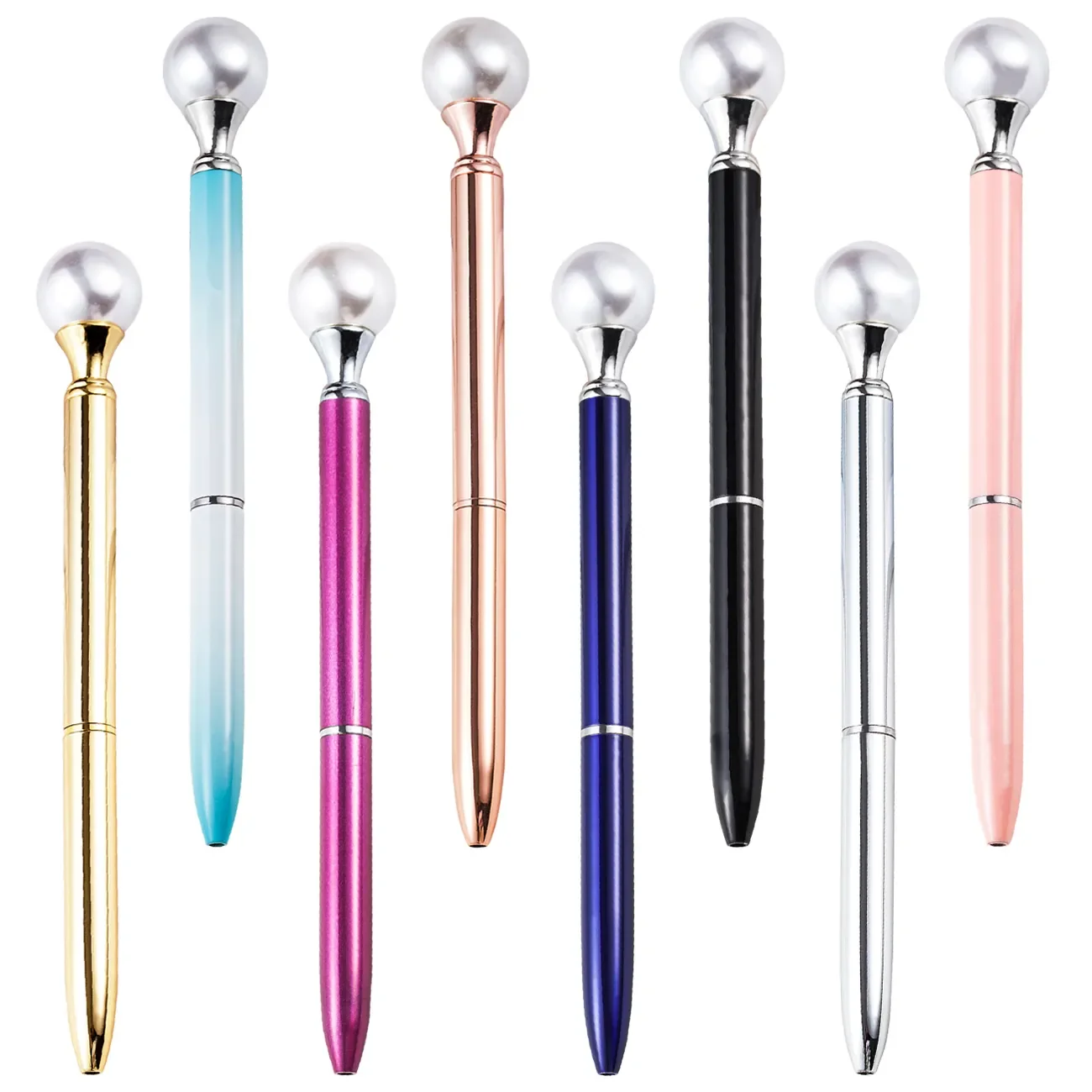 Рекламный цветной Деловой Подарок на заказ, роскошная тонкая металлическая ручка с жемчужными чернилами, кавайная металлическая жемчужная ручка с логотипом на заказ