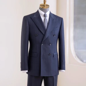 Men's High Quality Bespoke Wedding Slim Fit Man Suit 100% Wool Super Fabric' Double Breasted Design Haute Couture Coat Pant