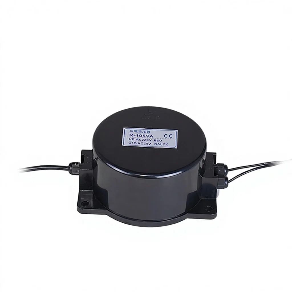 Wasserdichter Transformator von AC220 V auf AC12 V/24 V, Spannungswandler, Spannungsstabilisator, Netzteil, toroidförmiger quadratischer Regler mit 105 VA, schwarz