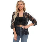 Lace Lacelace Woman's Spring Summer 3/4 Sleeve Lace Bolero Wholesale Cover Up Floral Lace Crochet Lace Cardigan
