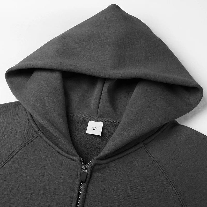 360gms Heavy Cotton Fleece Jacket Men Full Zip Hooded Jacket