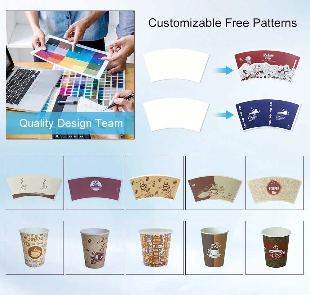 Disposable Double Wall Paper Coffee Cups With Lids Raw Material Paper ...