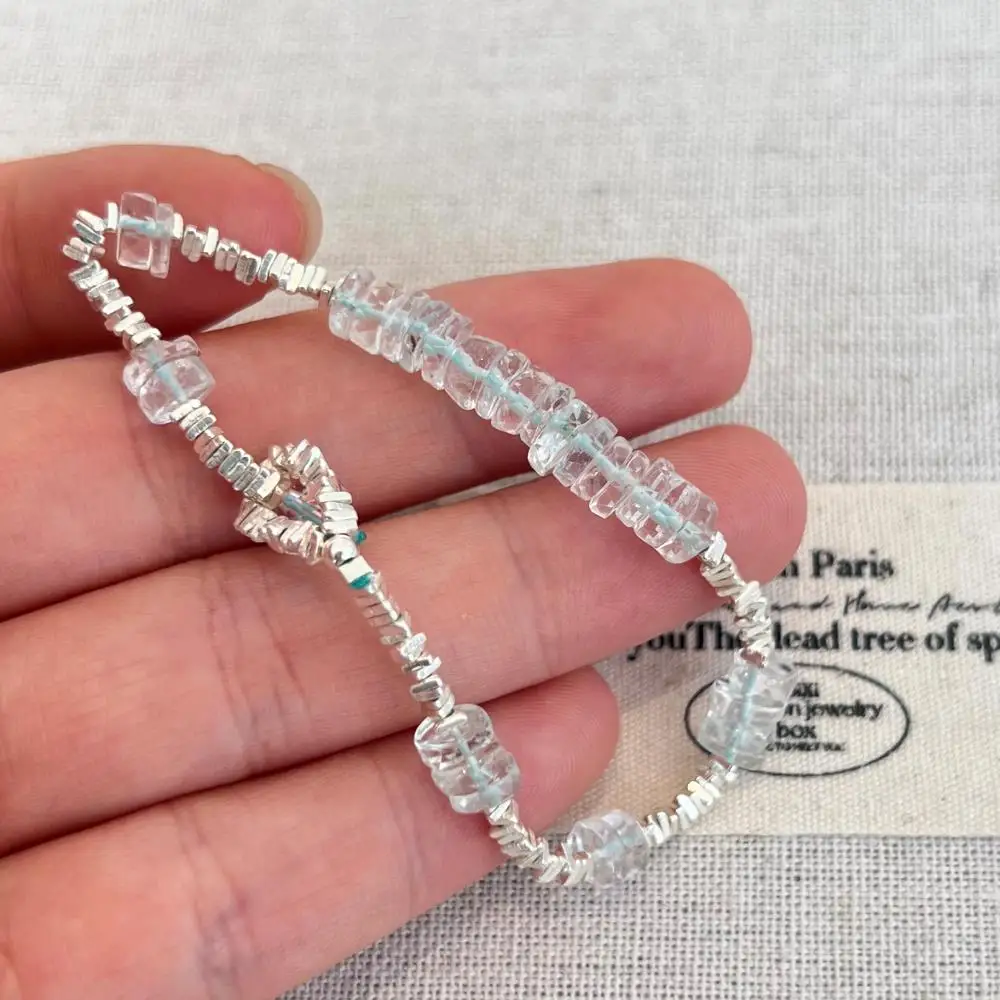 KAKODIY Summer Casual 925 Sterling Silver Jewelry Transparent Natural Topaz Bead Chain Bracelet detail 6