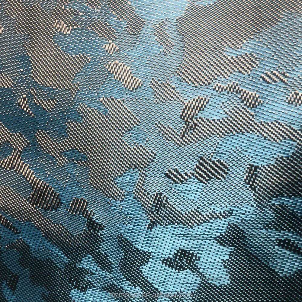240gsm Cola Blue Jacquard Camouflage Carbon Aramid Hybrid Fabric Roll High Quality Carbon Fiber Material