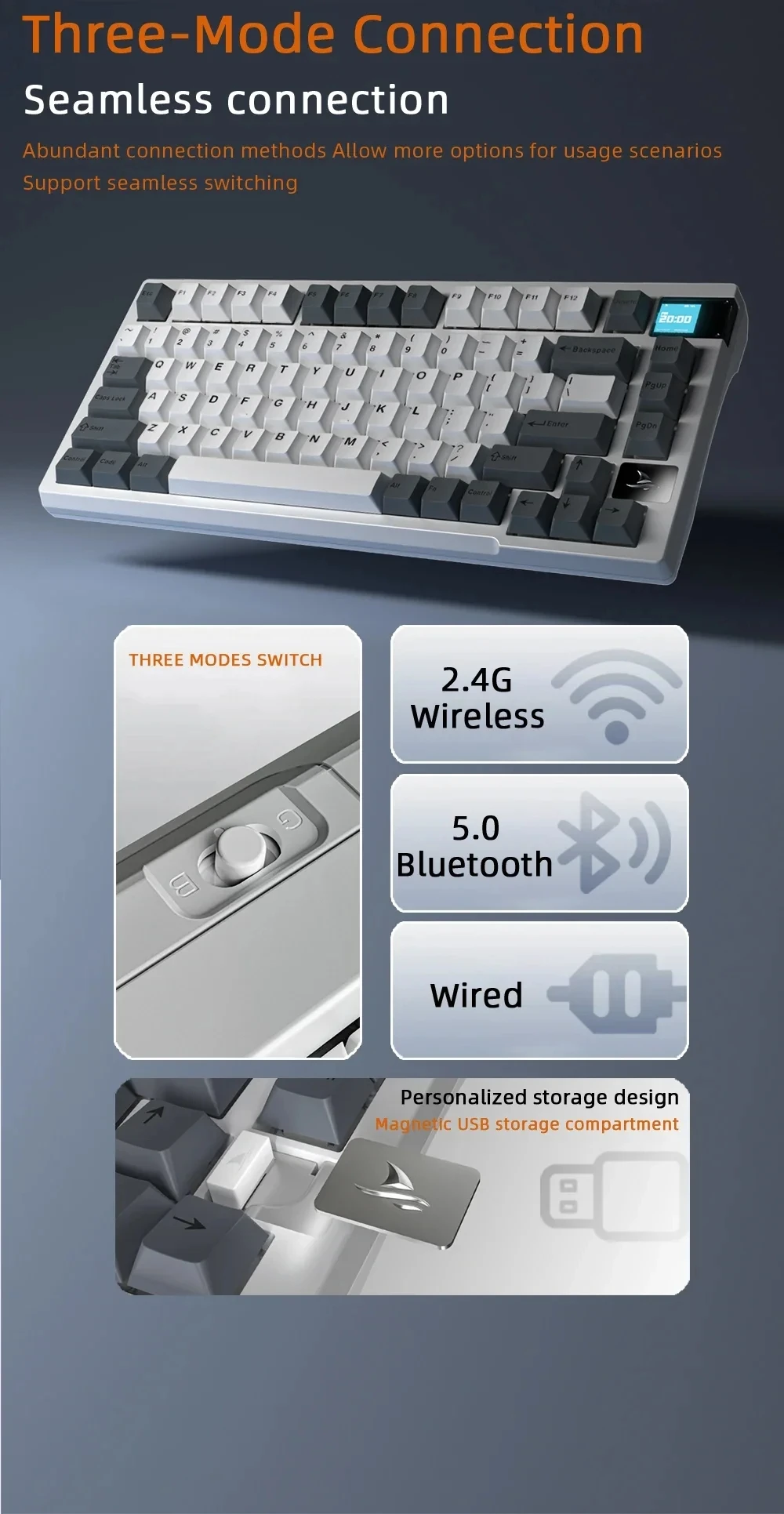 Darmoshark K8 Mechanical Gaming Keyboard - 81 Keys BT 5.0