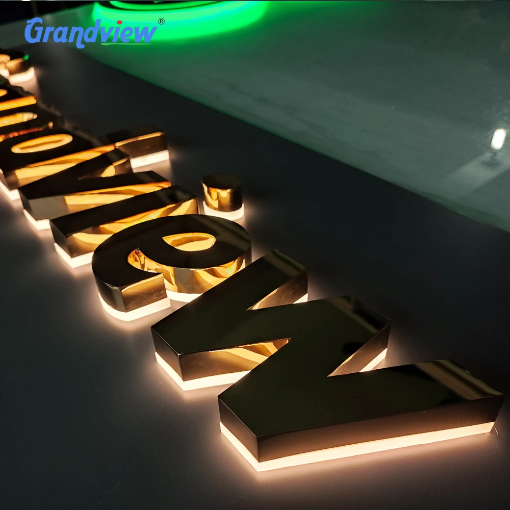 3D Back Lights Building Facade Lighting Metal Alphabet Sign Led Luminous Branding Letter Back Lighted 3d Signage