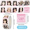 Ive pink polaroid stickers-500 stickers/roll