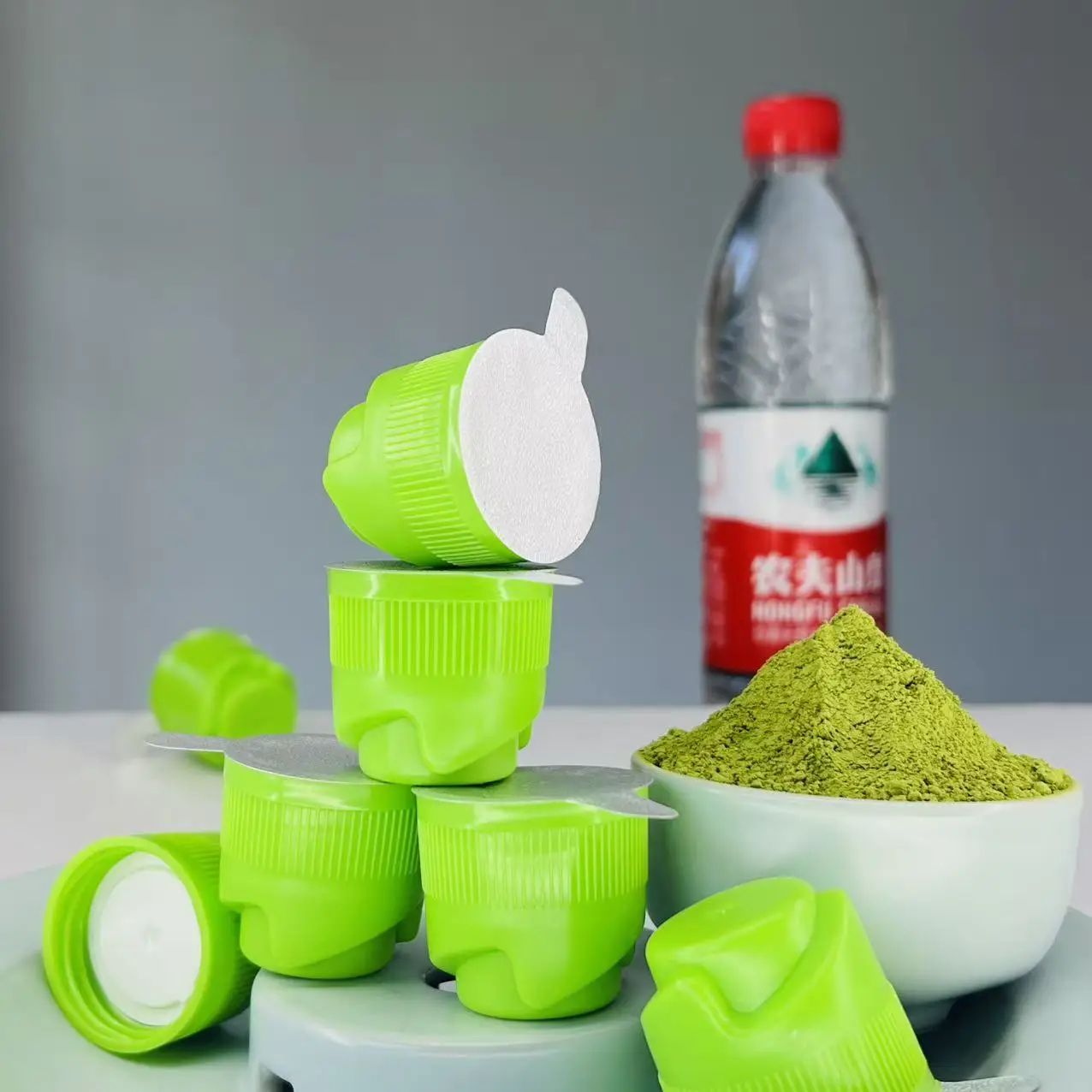 抹茶ドリンク卸売緑茶粉末ボトルキャップ粉末分離プラスチックキャップ