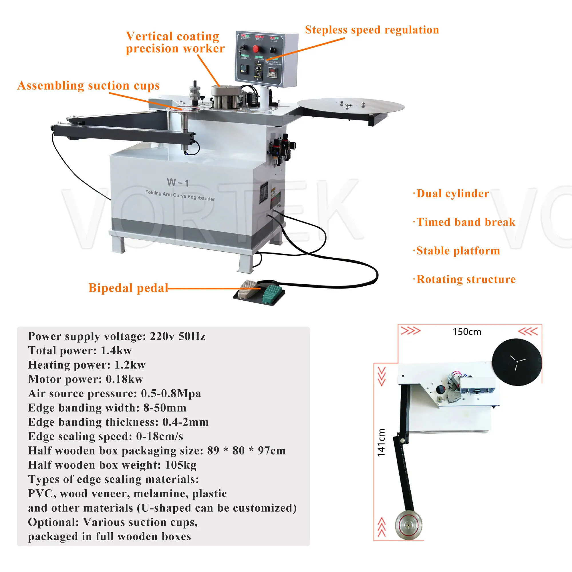 W1 Automatic Multifunctional Mini Straight and Bevel Laminate Corner Edge Banding Curve Machine
