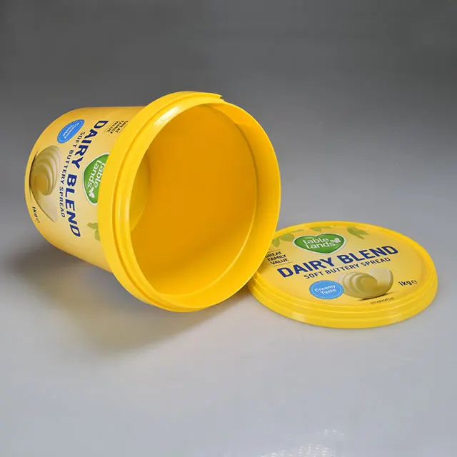 Custom 1000ML Disposable Round Bucket Iml Container Plastic Ice Cream Tub 1L Butter Icecream Packaging