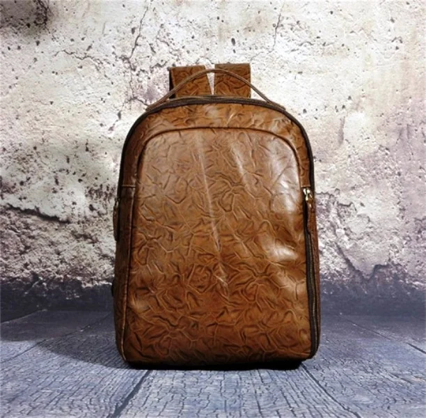 personalized leather backpack