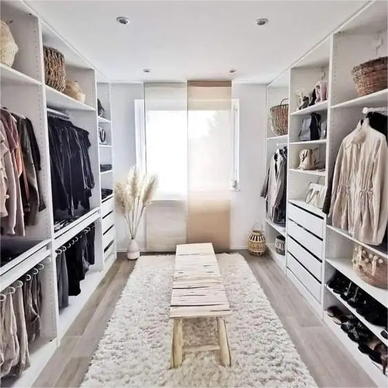 DBM Custom Design White Wooden Walk in Wardrobe Walk in Closet for Villa