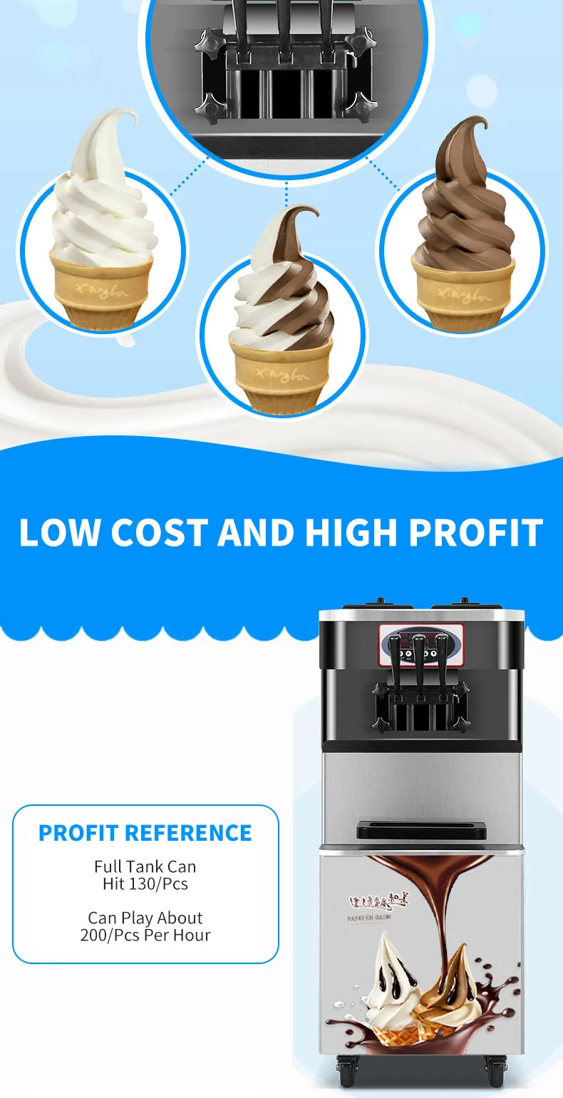 Commercial Ice Cream Machine Intelligent Automatic High Output Cone