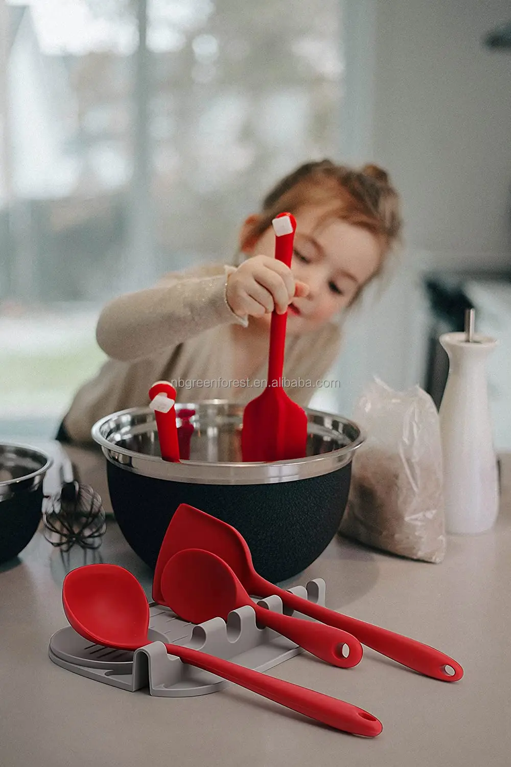 Silicone Spoon Rest With Drip Pad For Multiple Utensils.silicone Utensil  Rest 6 In 1 Larger Size Silicone Spoon Holder For Stove  Top,bpa-free,heat-res