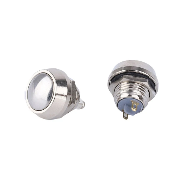 Waterproof Arcade Buttons Push Button Switch 2 Pins Electronic 1NO Reset Momentary Metal Power Button 12mm Ip65 Switch