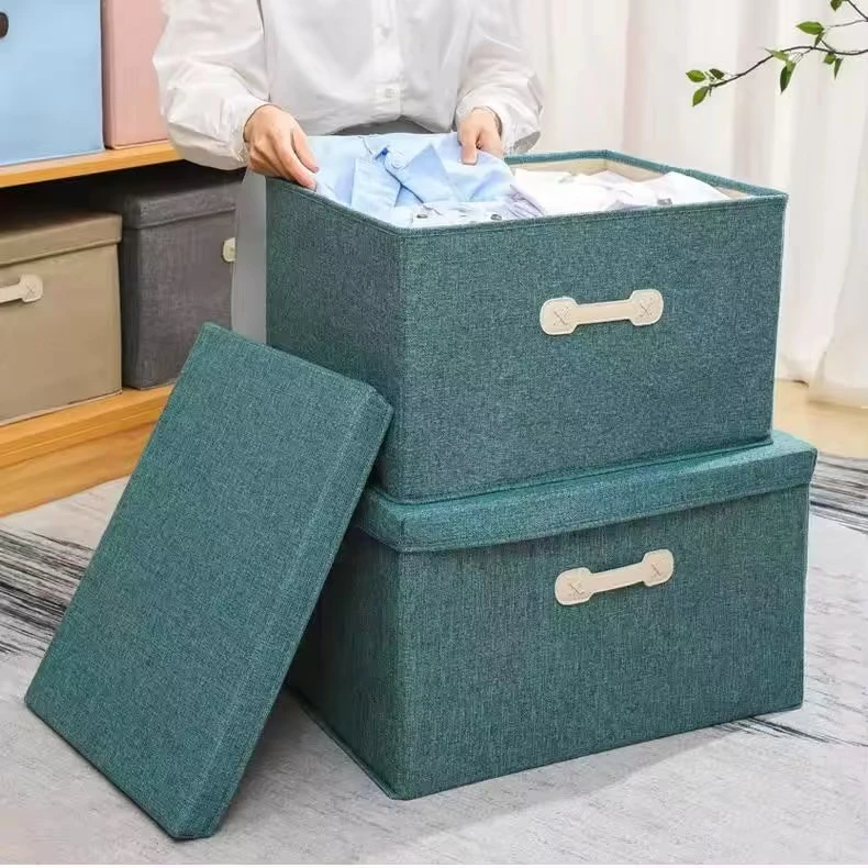 Factory Wholesale Hot Sale Cotton Linen Foldable Durable Large Capacity Cloth Organizer Home Soft Living Room Bedroom Wardrobe