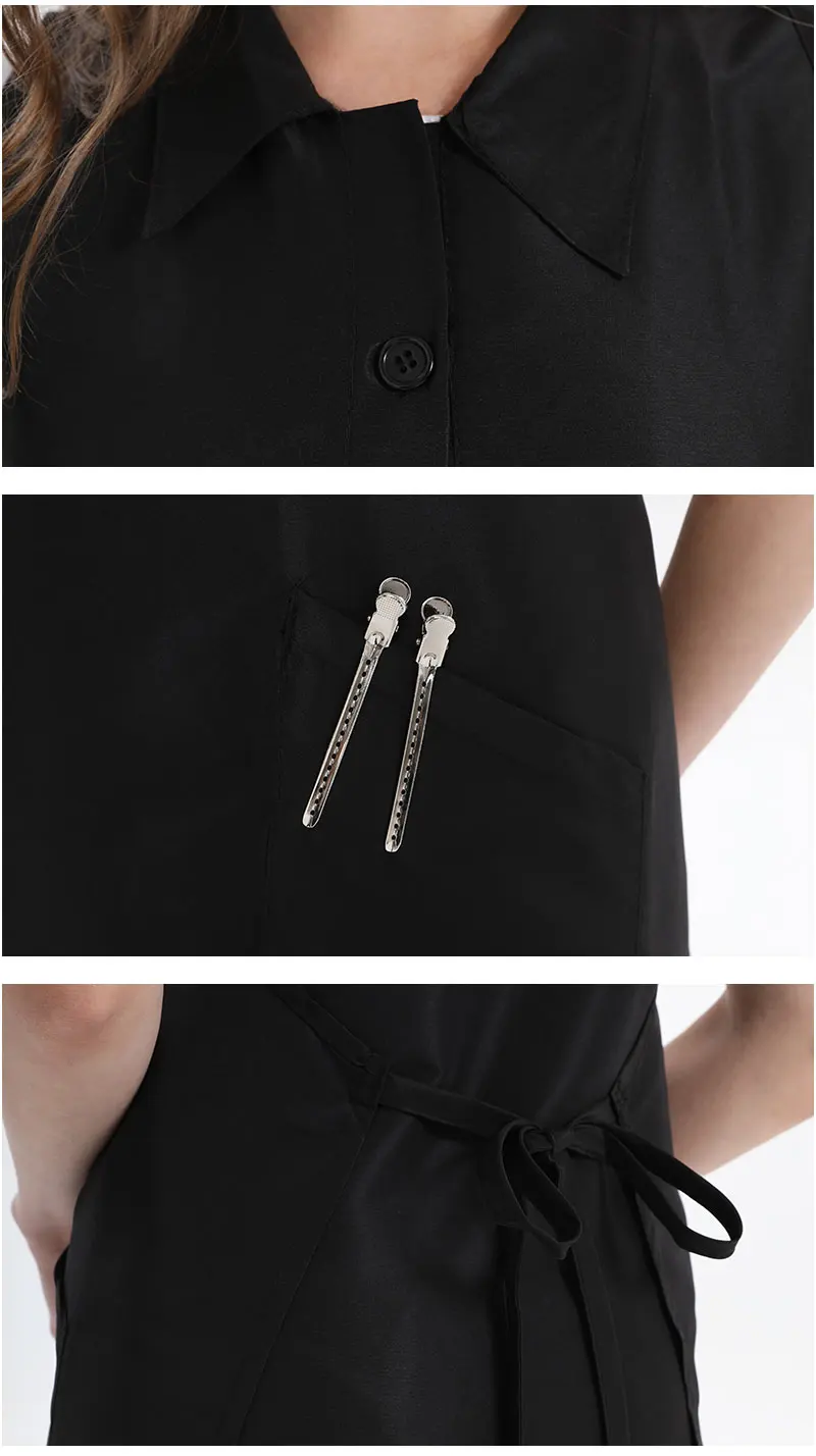 Custom Logo Polyester Stylist Smocks Barber Uniforms Vest, Waterproof Salon Work Clothes 3750