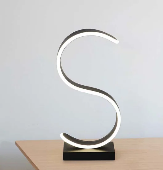 Modern creative S table lamp bedroom living room bedside warm home place S-shaped desk lamp