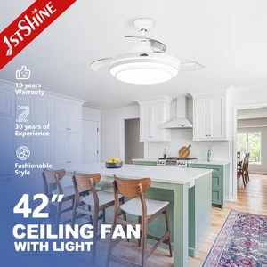 1stshine LED Ceiling Fan Decorative Folding Blades 20 Inches Dimmable Retractable Ceiling Fan with LED Lighting
